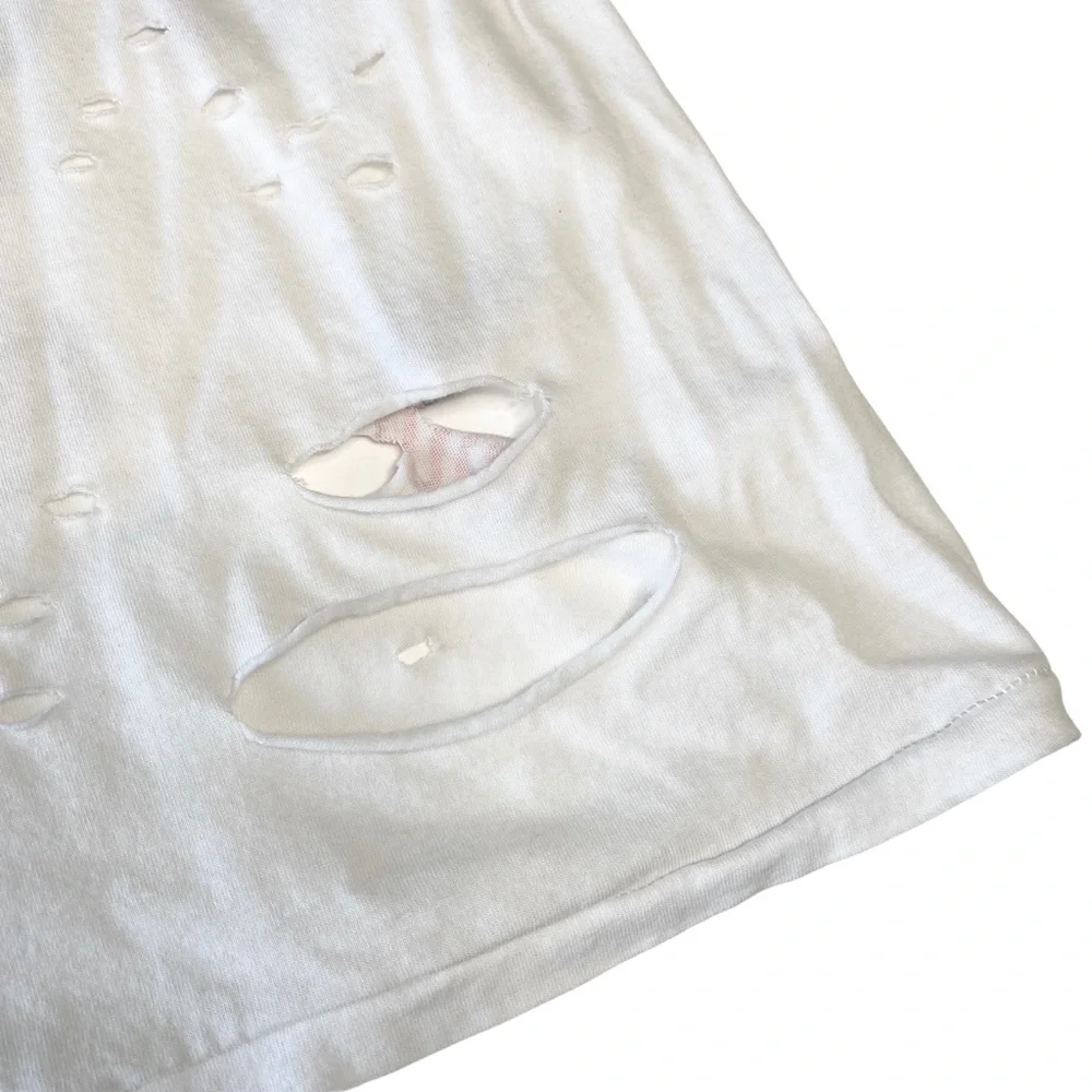 Lauren Moshi ☻︎ Roxanne Pins Vintage Destroyed Muscle Tee T Shirt ☻︎ with Holes - Picture 9 of 17